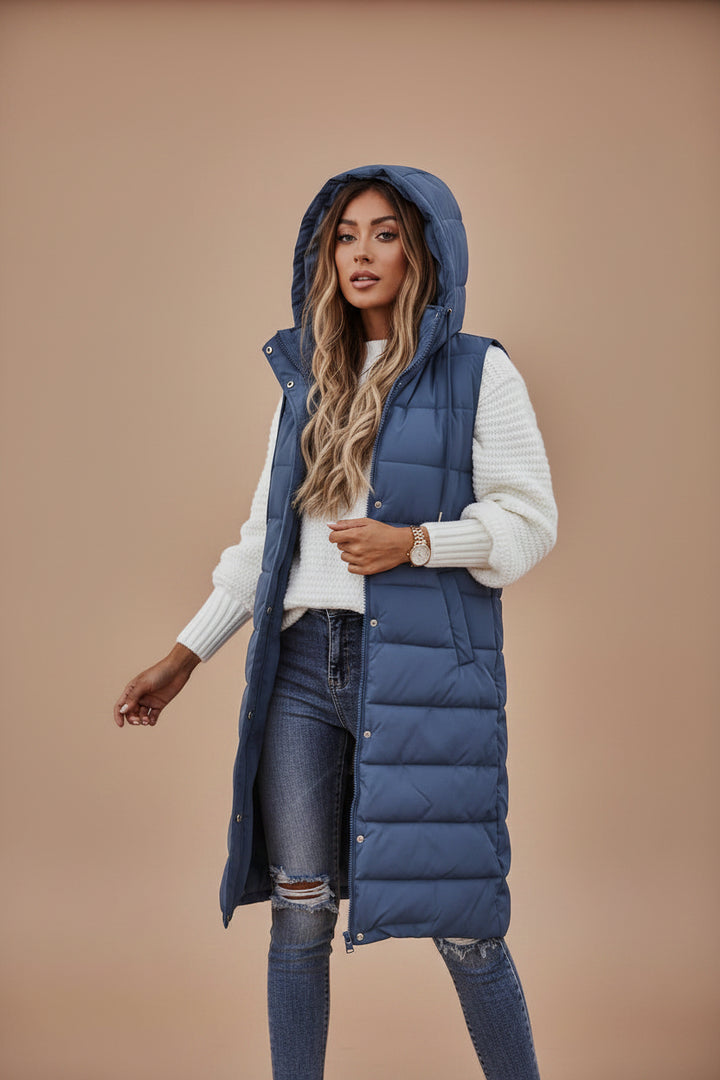 Women's Long Winter Vest – Sleeveless Outerwear Layer