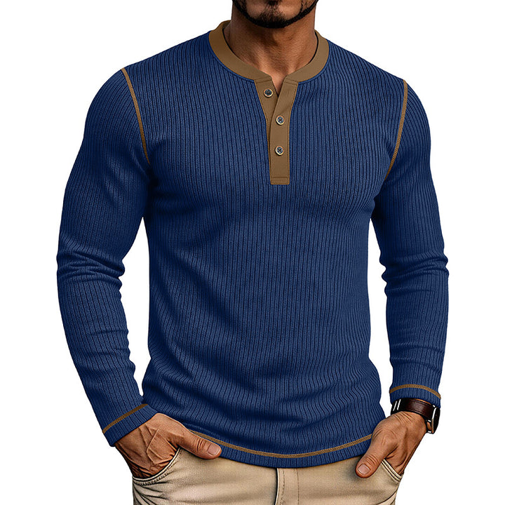 Men's Long Sleeve Colorblock Henley T-Shirt – Modern Fit