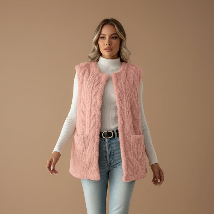Women's Plush Vest – Diamond Texture Double-Sided Design
