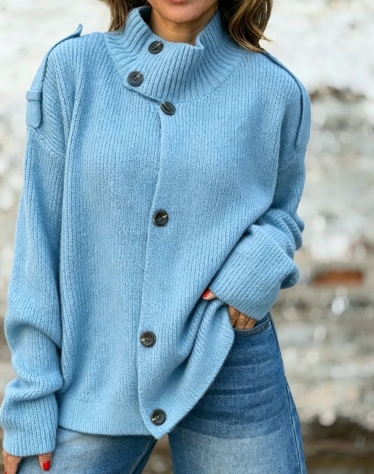 Women's Knitted Cardigan Sweater Coat – Turtleneck Regular Fit