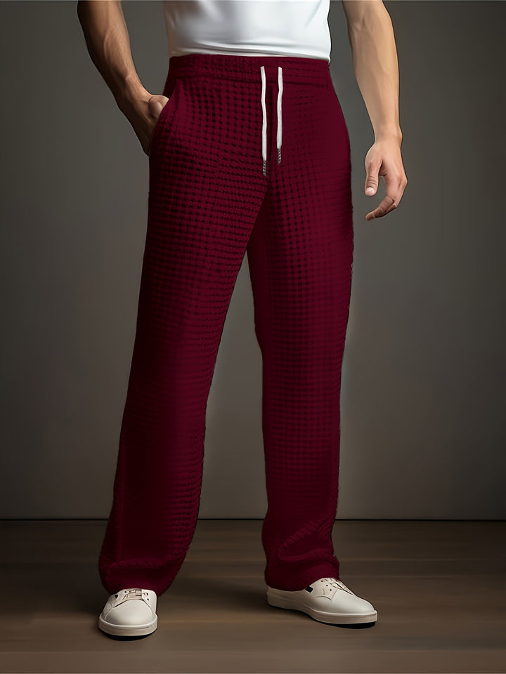 Men's Waffle Texture Business Trouser – Straight-Leg Versatility
