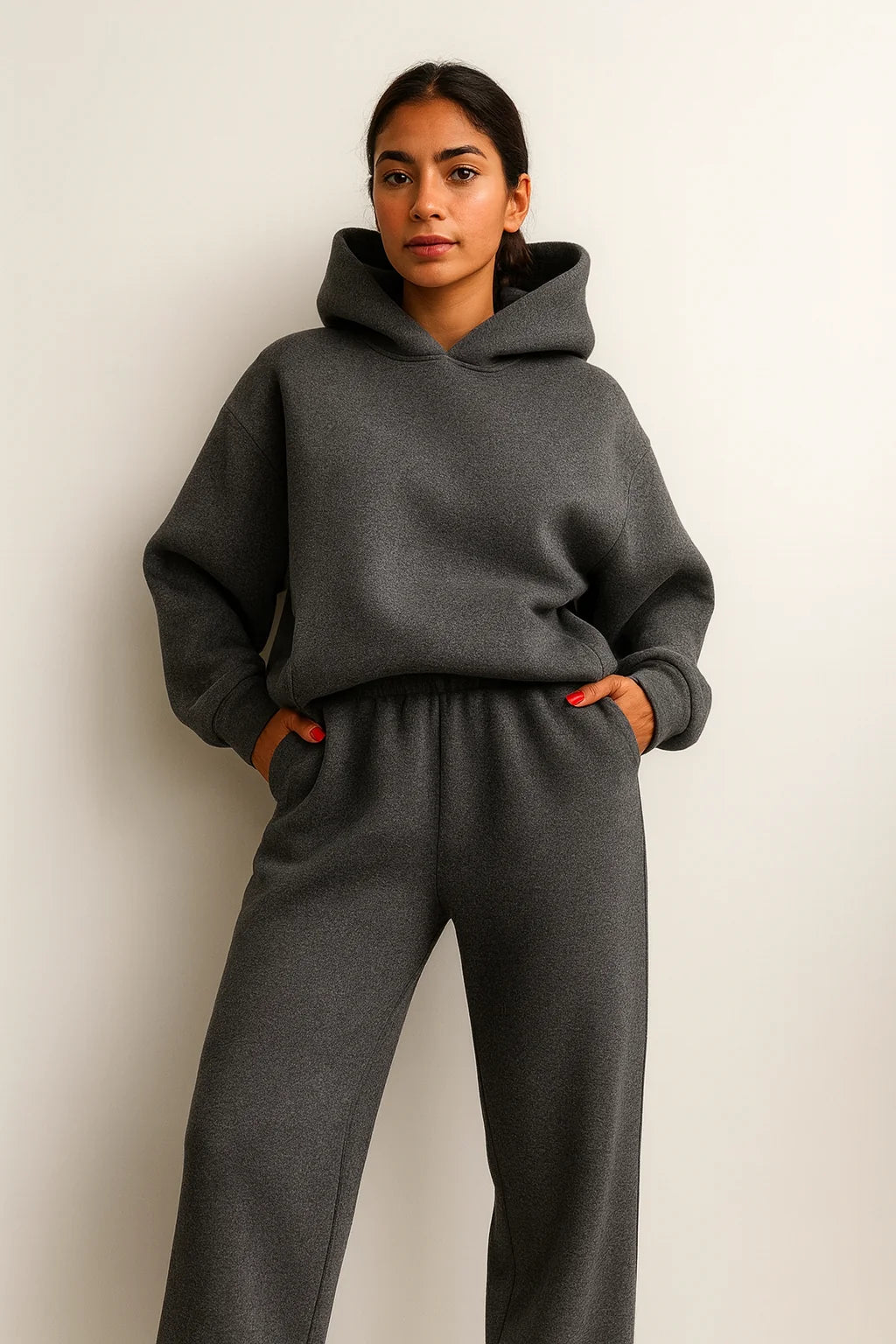 Women's Hooded Pajama Set – Linen-Feel, Relaxed Fit Loungewear