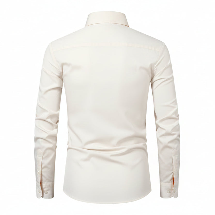 Men's Casual Long Sleeve Shirt – Cotton Blend Contrast Stitch Cardigan