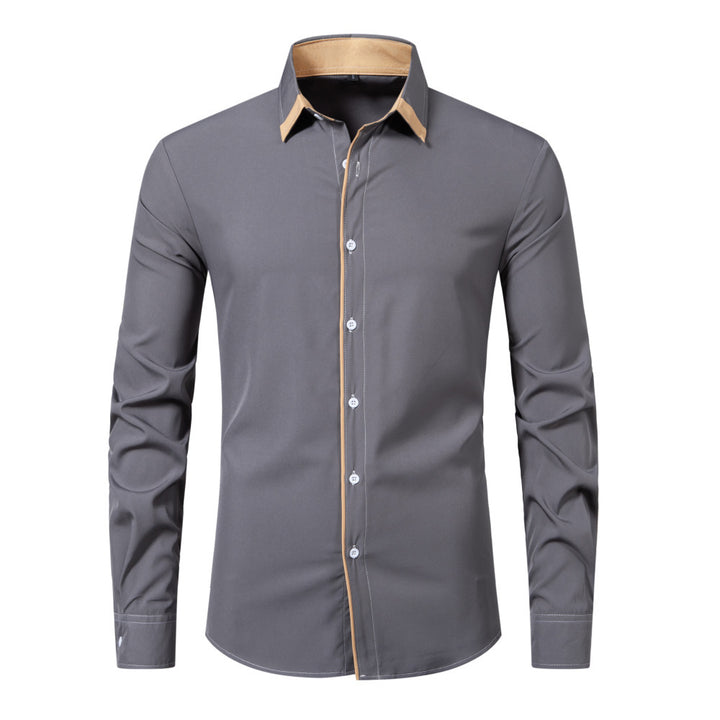 Men's Casual Long Sleeve Shirt – Cotton Blend Contrast Stitch Cardigan