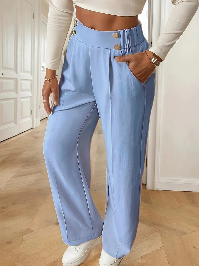 Women's High Waist Draped Trousers – Relaxed Fit Lightweight Wool Pants