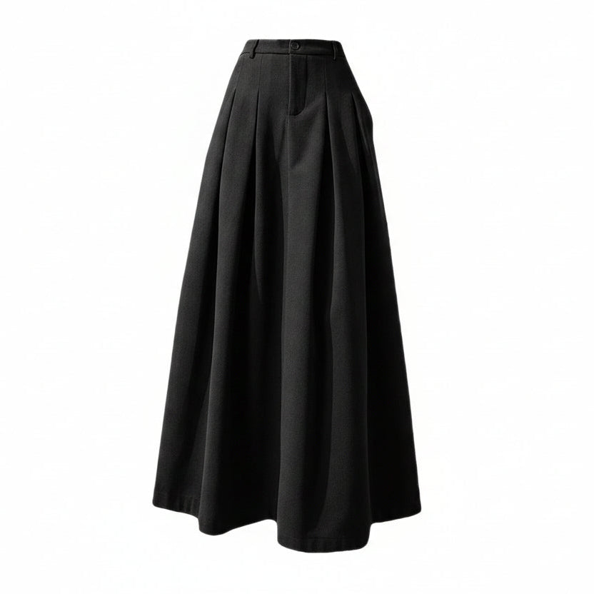 Women's Pleated Midi Skirt – Metal Silk High Waist A-Line Draped