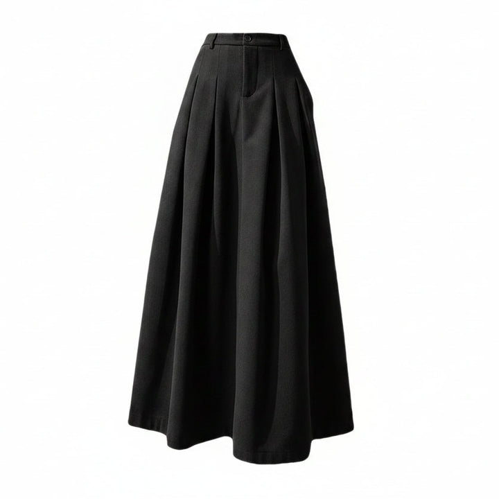 Women's Pleated Midi Skirt – Metal Silk High Waist A-Line Draped