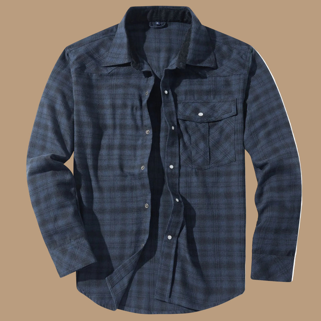 Men's Flannel Shirt – Plaid, Long Sleeve, Relaxed Fit, Retro Style