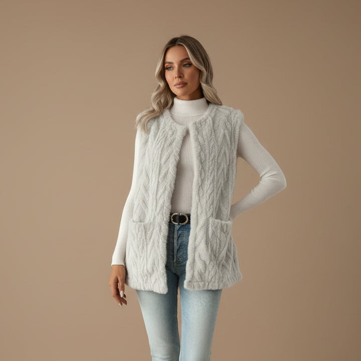 Women's Plush Vest – Diamond Texture Double-Sided Design