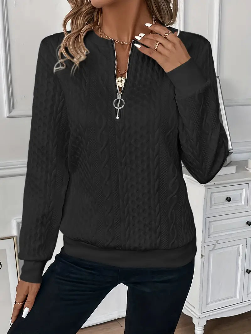 Women's Quilted Jacquard Hoodie – Cozy Street-Style Pullover
