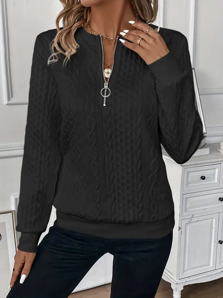 Women's Quilted Jacquard Hoodie – Cozy Street-Style Pullover