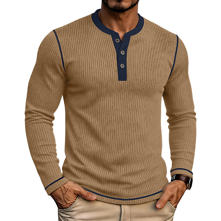 Men's Long Sleeve Colorblock Henley T-Shirt – Modern Fit