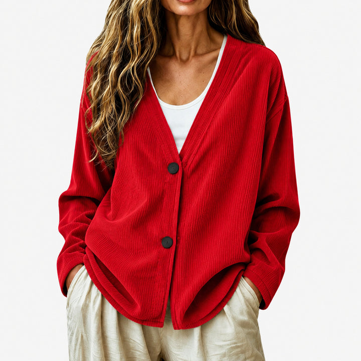 Women's Ribbed Knit Cardigan – Lightweight Button Front Jacket