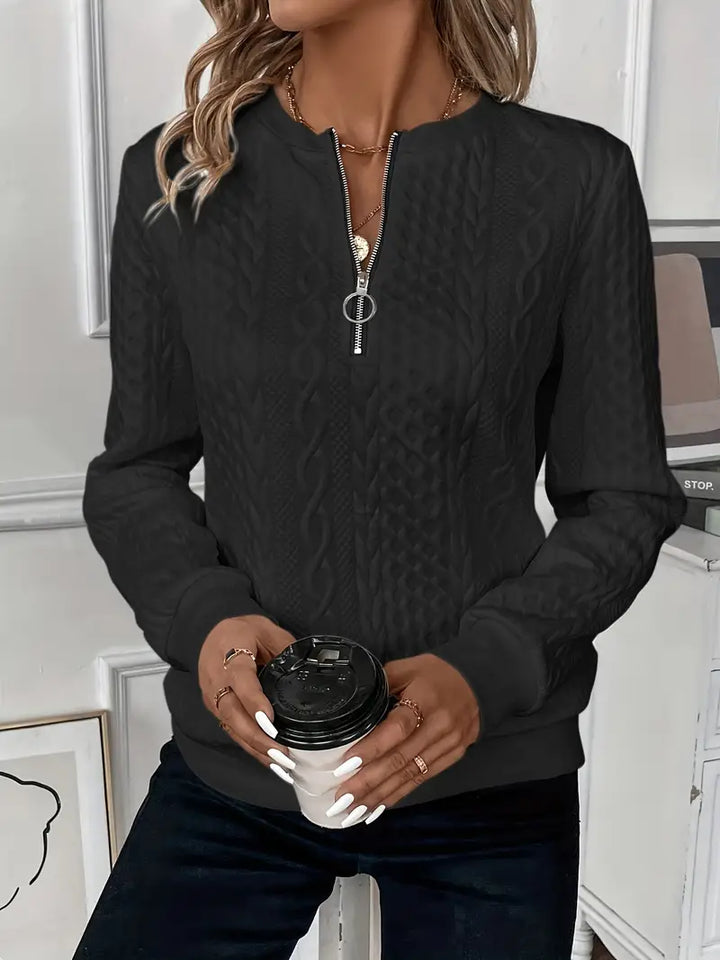 Women's Quilted Jacquard Hoodie – Cozy Street-Style Pullover