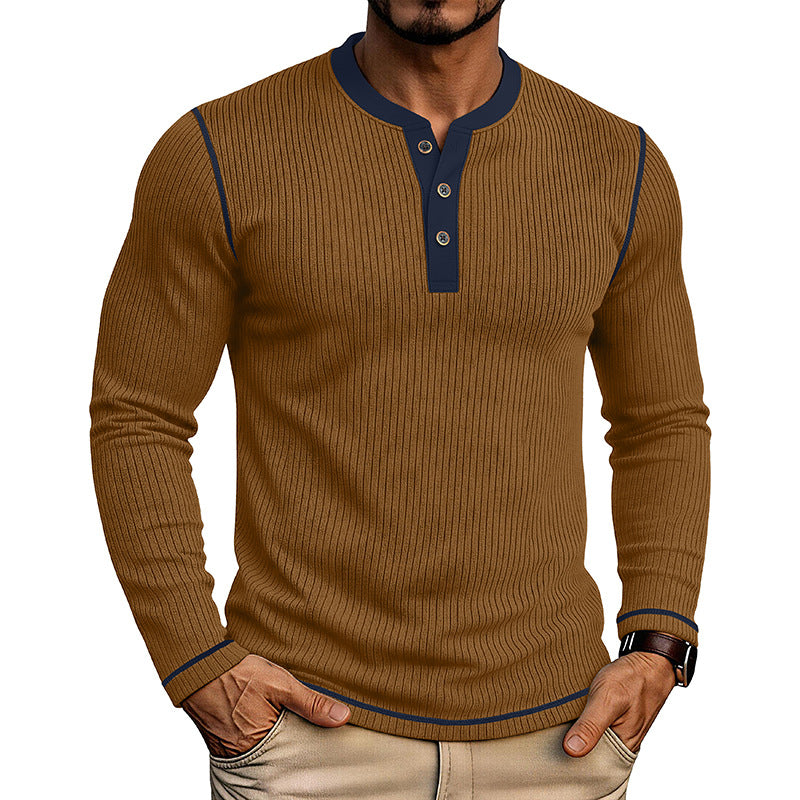 Men's Long Sleeve Colorblock Henley T-Shirt – Modern Fit