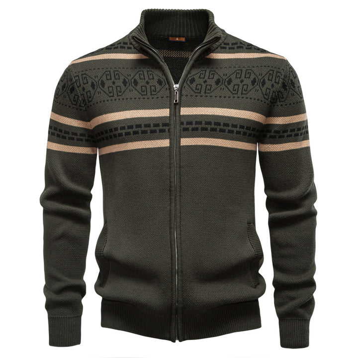 Men's Cotton Zip-Up Sweater Jacket – Slim Fit Knit Design