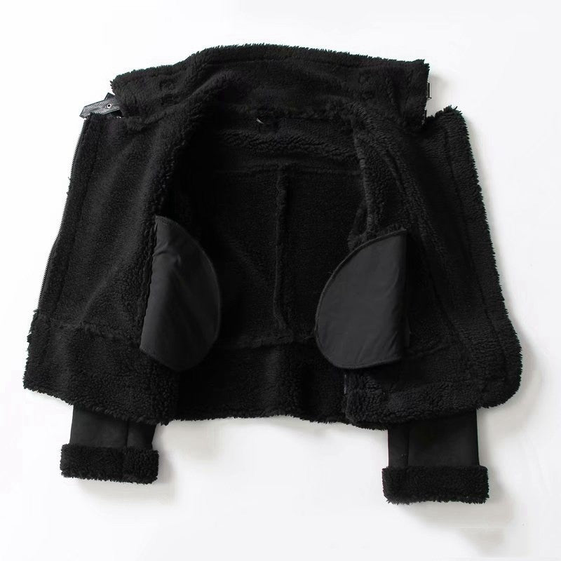 Suede Lapel Jacket for Women – Soft Lined Moto Style
