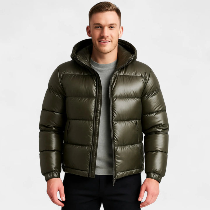 Men's Down Hooded Puffer Jacket – Modern Sculpted Fit