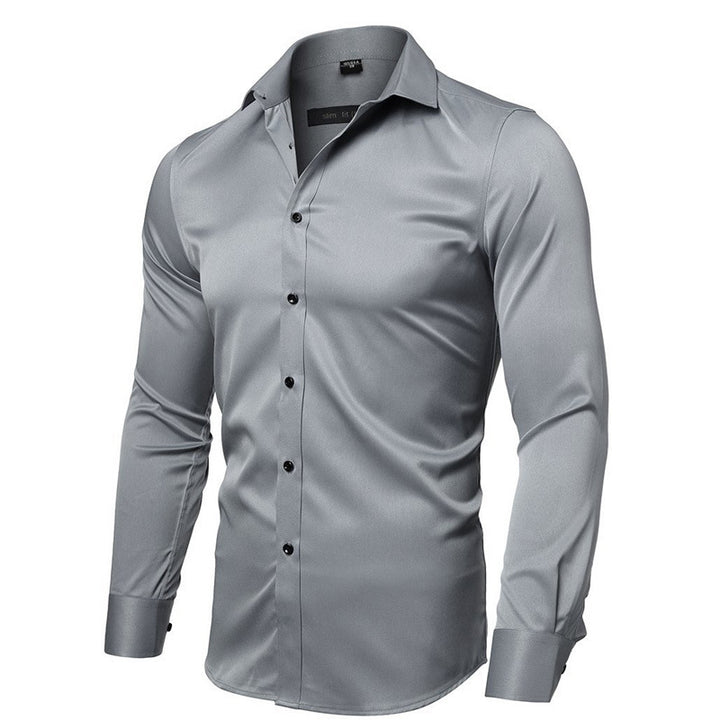 Men's Fitted Stretch Dress Shirt – Bamboo Blend, Easy-Care