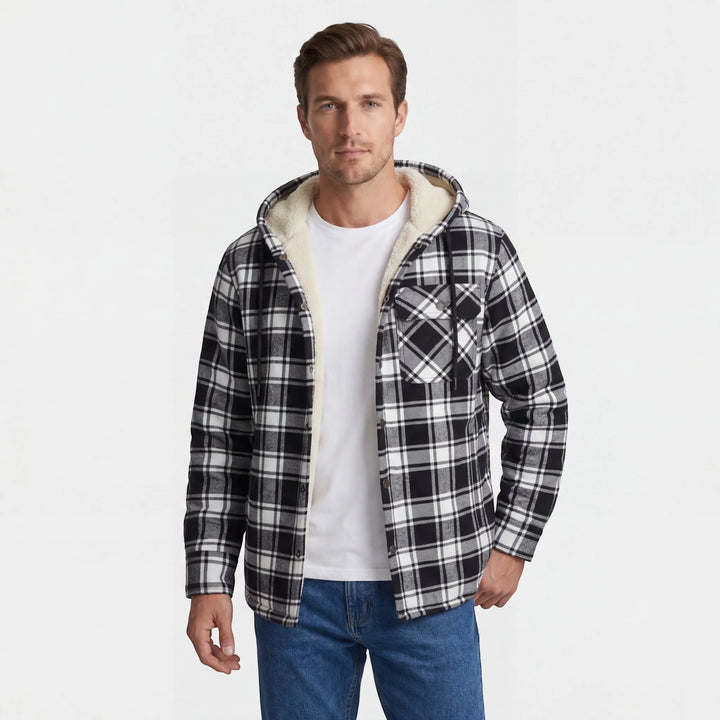 Men's Plaid Hoodie Jacket – Fleece Lined Casual Outerwear