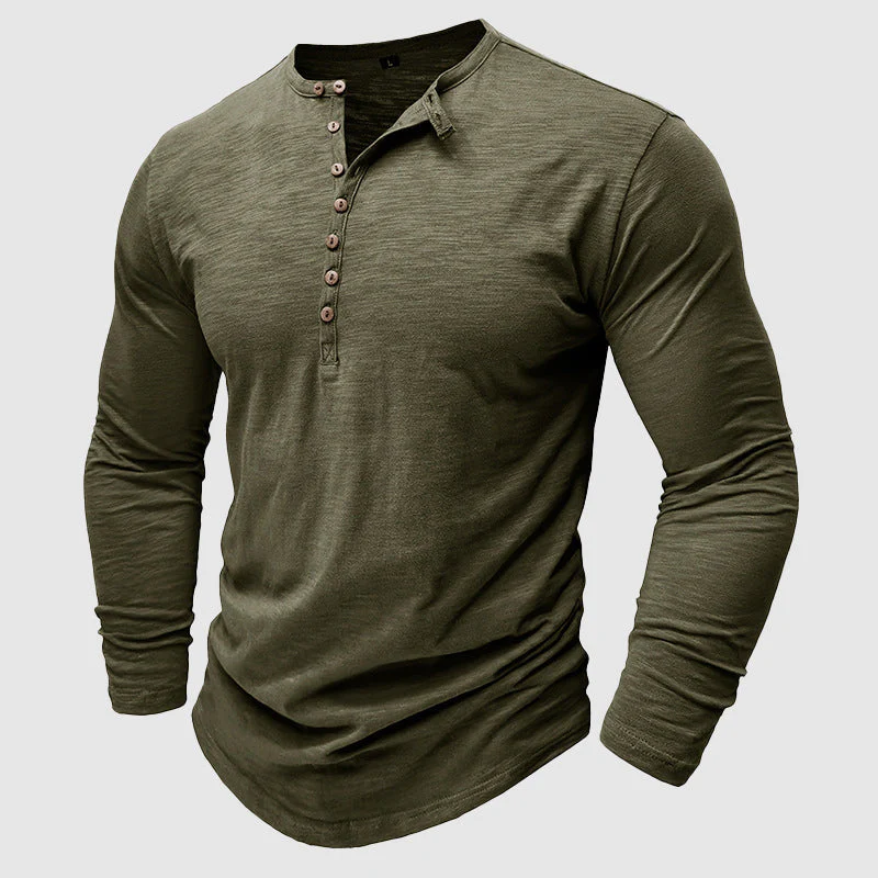 Men's Cotton Long Sleeve T-Shirt – Soft Pullover Crewneck Layer