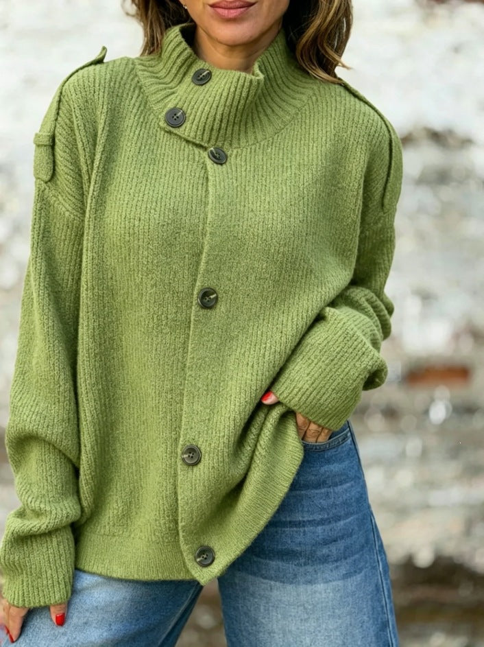 Women's Knitted Cardigan Sweater Coat – Turtleneck Regular Fit
