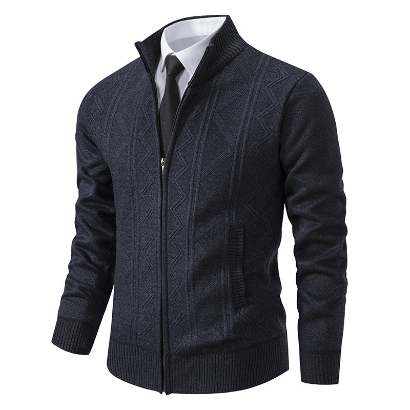 Men's Thick Knit Cardigan Sweater – Relaxed Fit Cotton Blend Layer