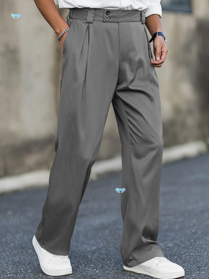 Men's Rabbit Fur Cropped Trousers – High-Waisted Straight Fit
