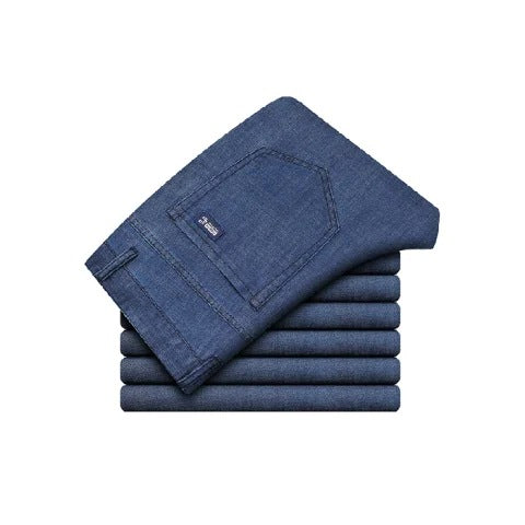 Men’s Stretch Jeans – Lightweight High Waist Straight-Leg Denim