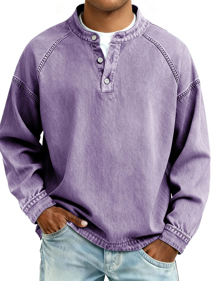 Men's Vintage Cotton Long Sleeve Shirt – Relaxed Pullover Fit