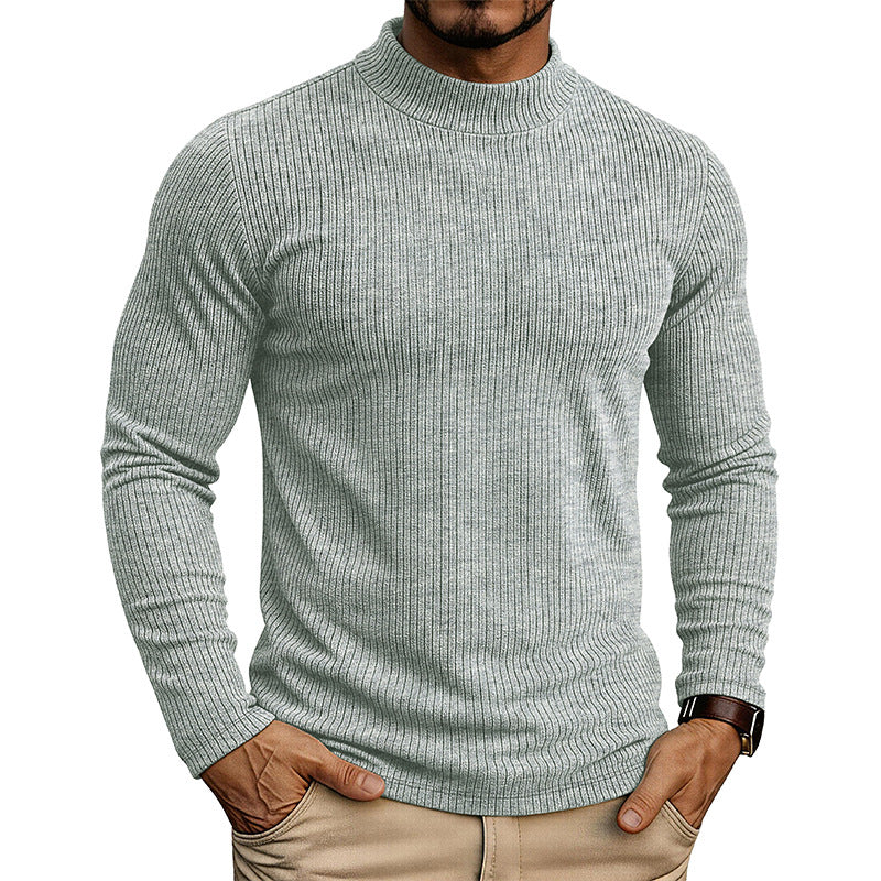 Men's Mandarin Collar Sweater – Slim Fit Knit Thermal Pullover