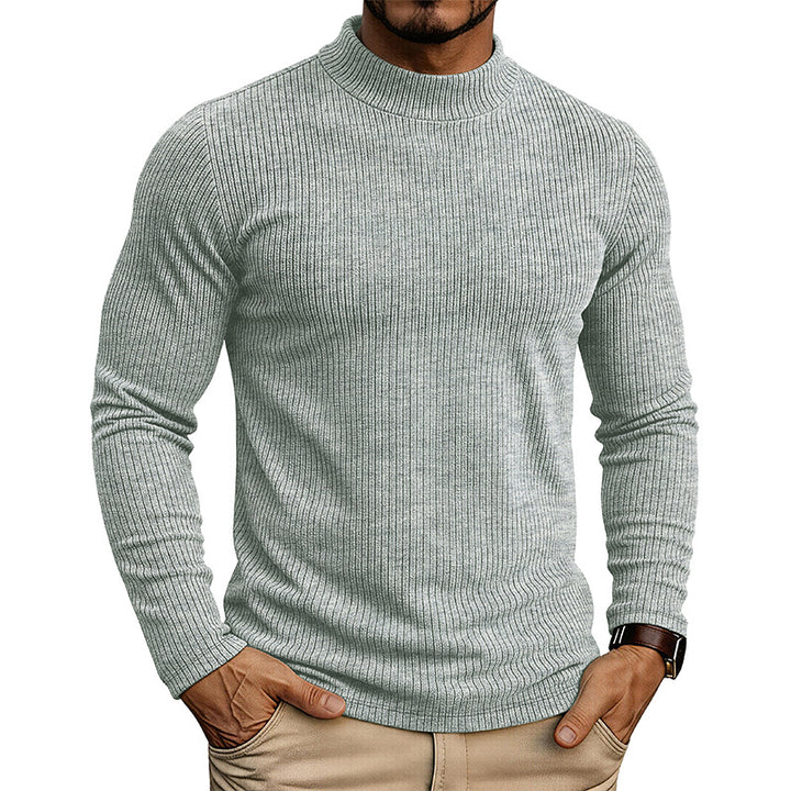 Men's Mandarin Collar Sweater – Slim Fit Knit Thermal Pullover