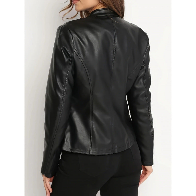 Vegan Leather Jacket – Women's Short Slim-Fit Biker Style Outerwear