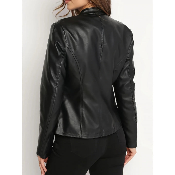Vegan Leather Jacket – Women's Short Slim-Fit Biker Style Outerwear