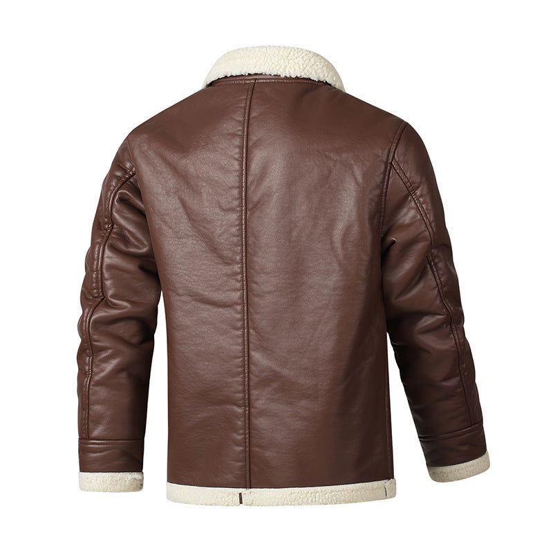 Men's Sheepskin Leather Jacket Fleece Lined Extra Thick Outerwear