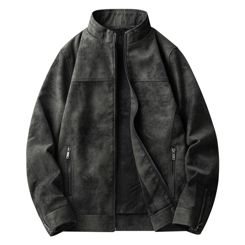 Men's Vegan Leather Jacket – Loose Fit Retro Tie-Dye