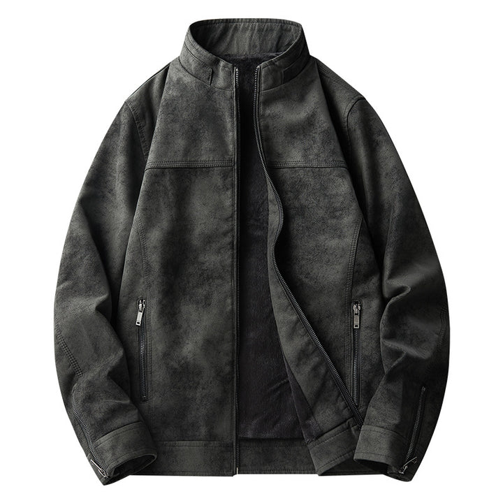 Men's Vegan Leather Jacket – Loose Fit Retro Tie-Dye