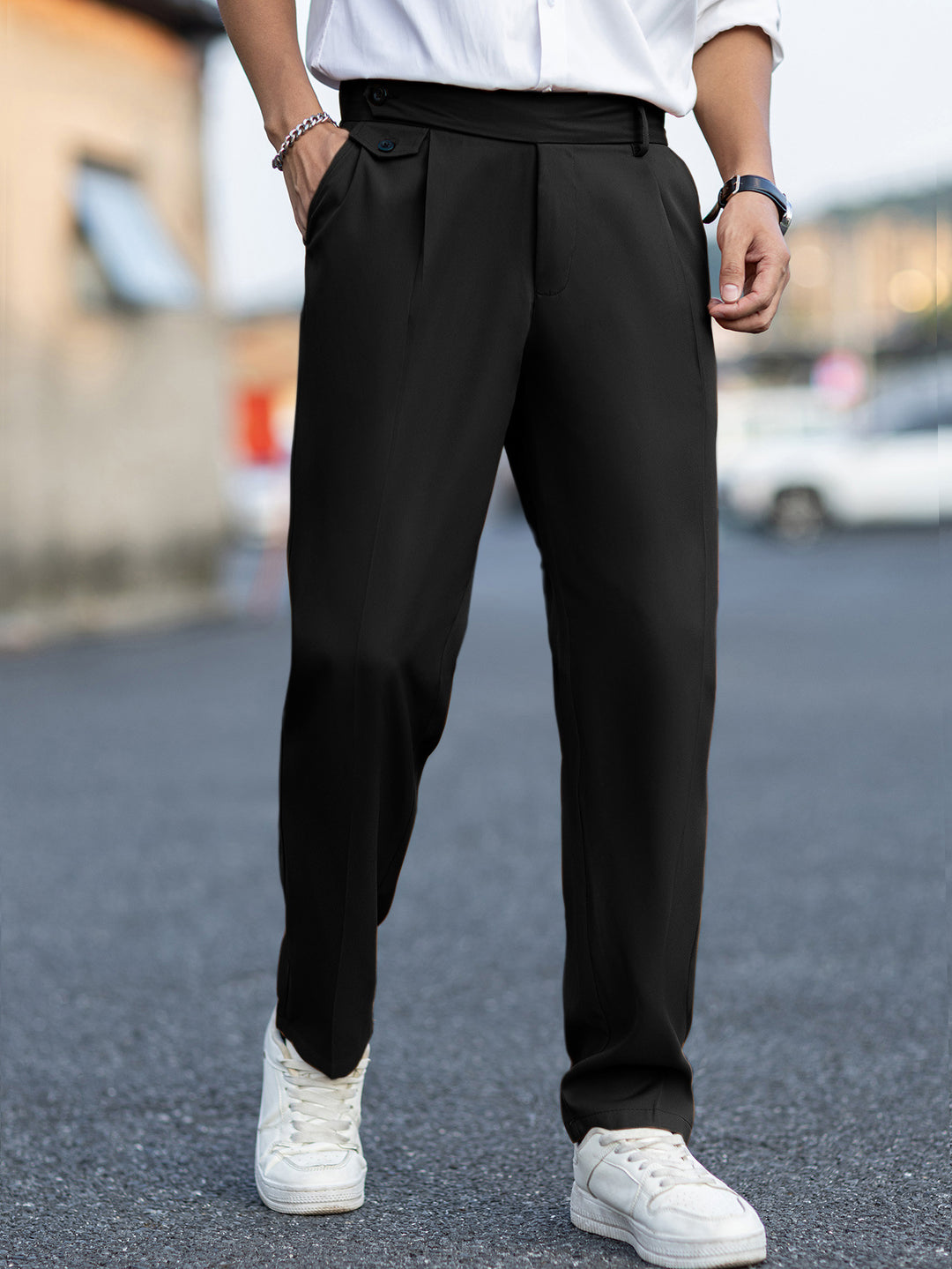 Men's Straight-Leg Trousers – Pleated Casual Style