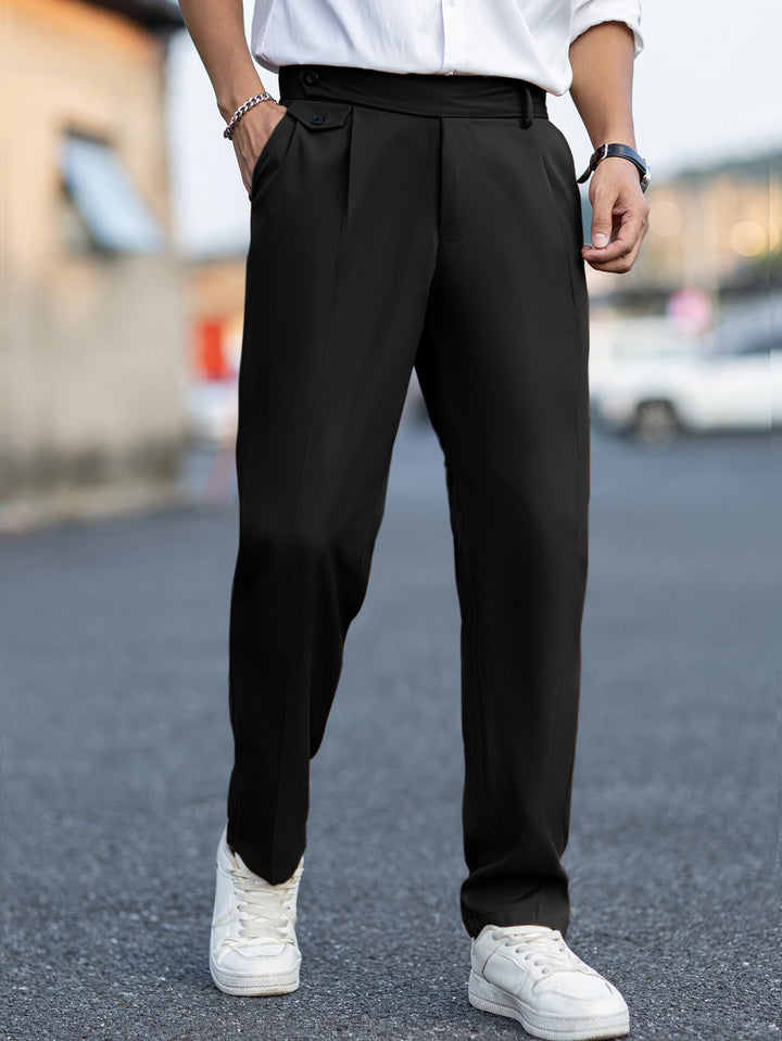 Men's Straight-Leg Trousers – Pleated Casual Style