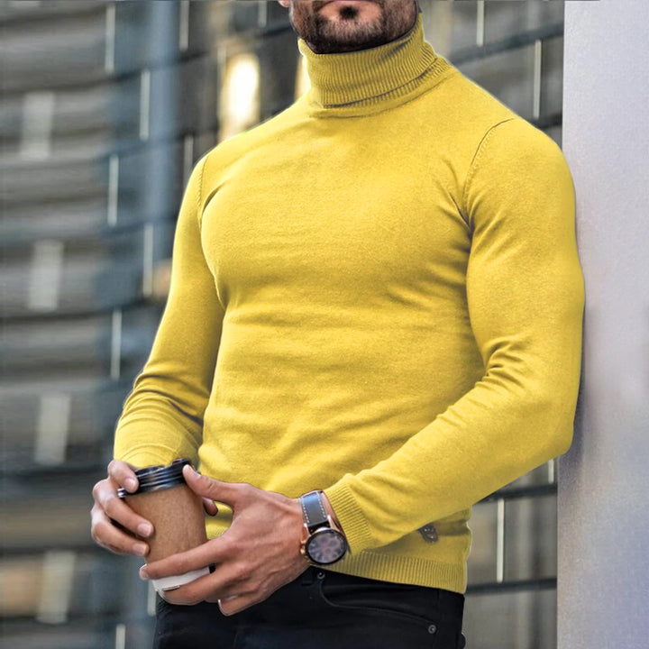 Men's Printed Stretch Turtleneck T-Shirt – Soft Long Sleeve Top