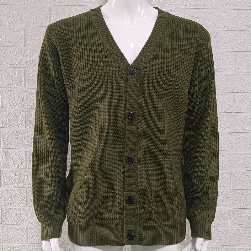 Men's Cardigan Slim Fit V-Neck – Cotton Knit, Button Front