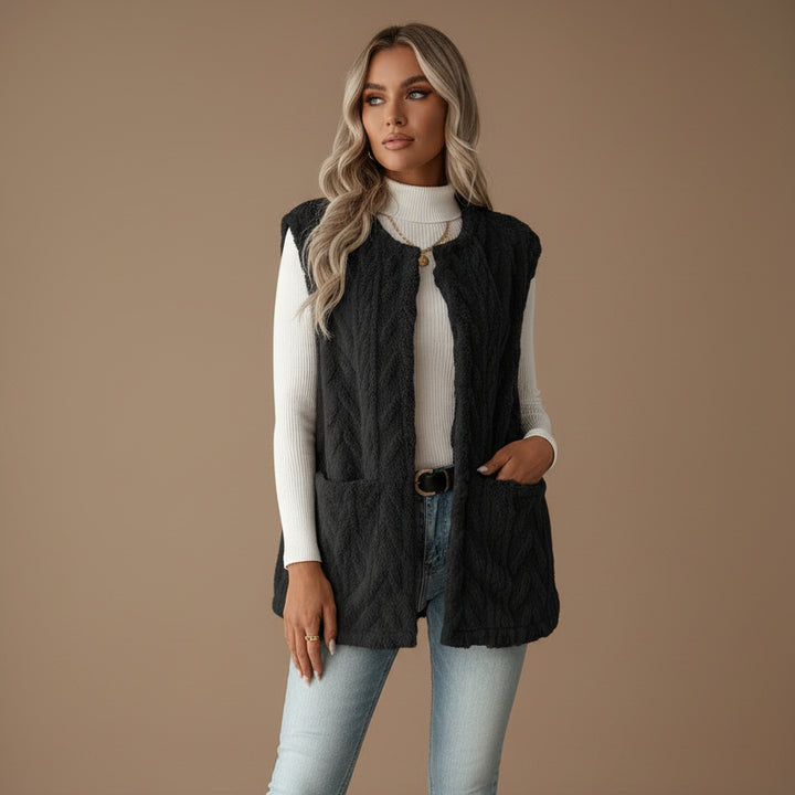 Women's Plush Vest – Diamond Texture Double-Sided Design