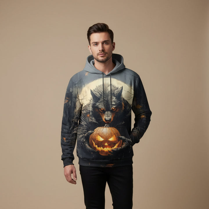 Men's 3D Pumpkin Head Hoodie – Relaxed Halloween Pullover
