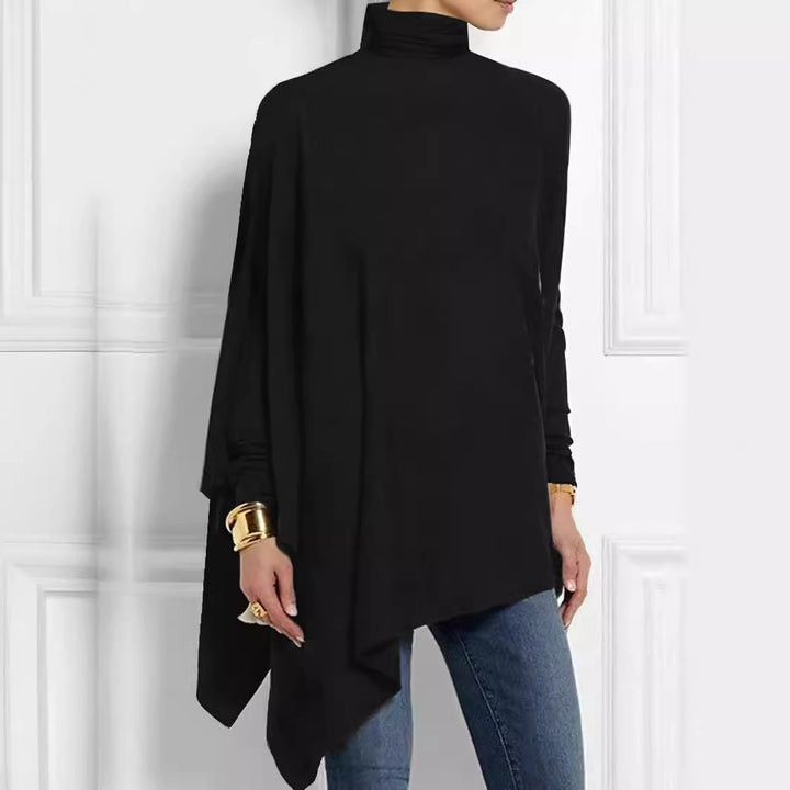 Women's Irregular Hem Long Sleeve Top – Modern Asymmetrical Silhouette