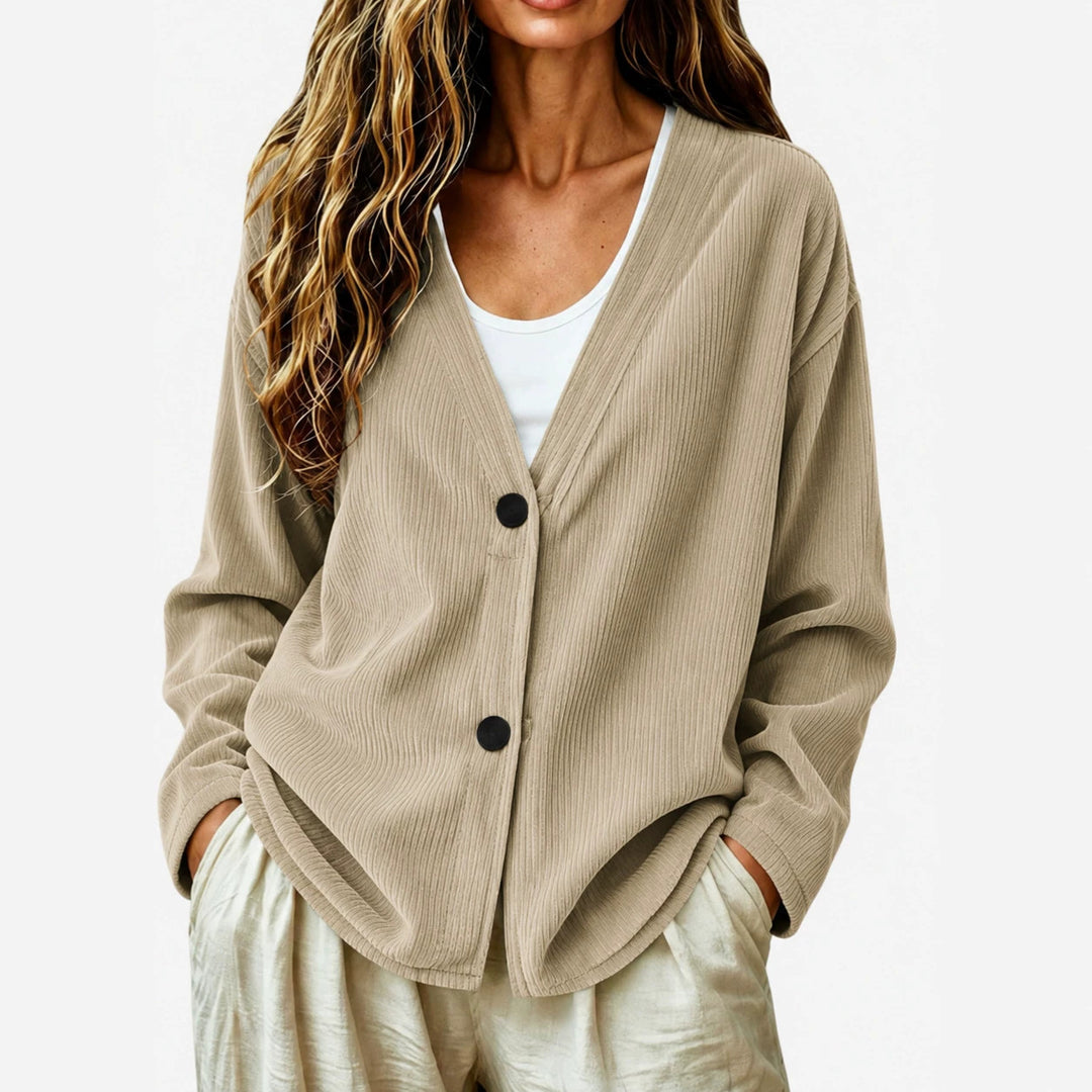 Women's Ribbed Knit Cardigan – Lightweight Button Front Jacket