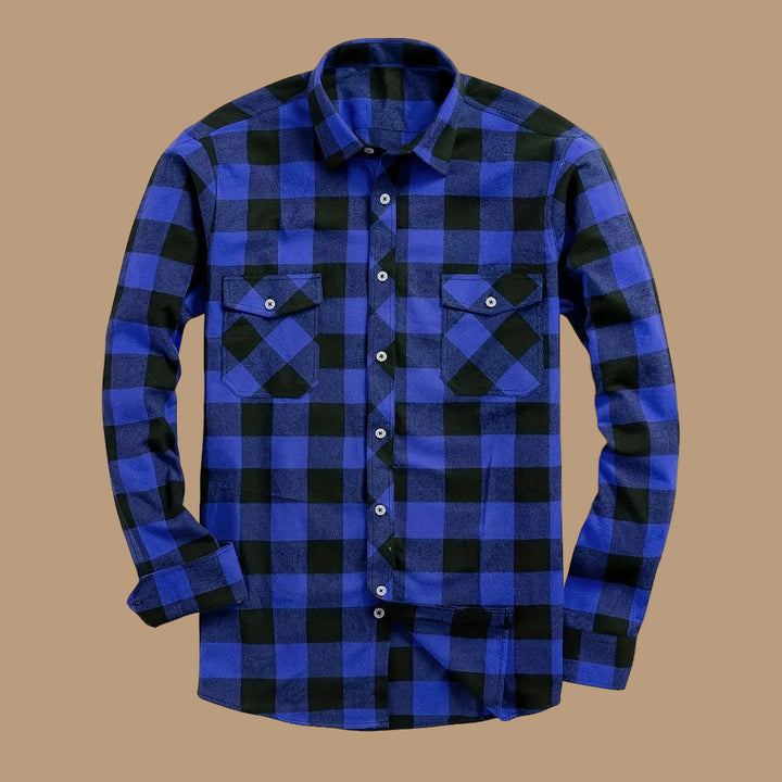 Men's Plaid Flannel Shirt – Relaxed Long Sleeve Button-Up Overshirt