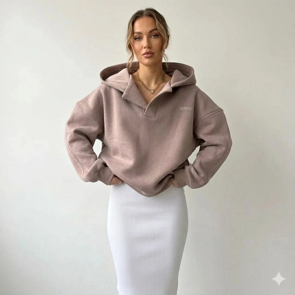 Women's Fleece-Lined Hoodie Sweatshirt – Relaxed Fit Pullover