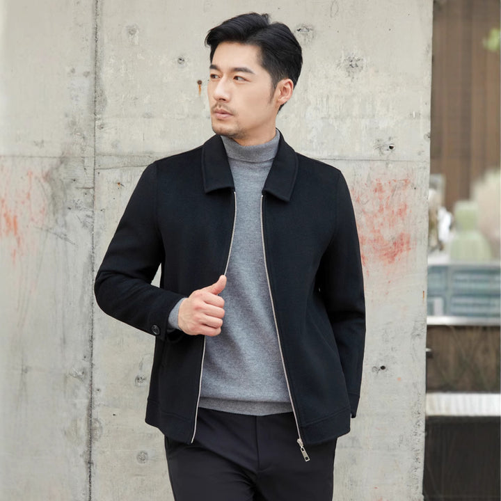 Men's Wool Jacket – Short Lapel Business Style with Patch Pockets