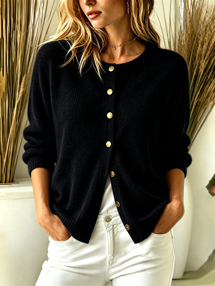 Women's Button-Up Cardigan – Knit Sweater for Layering, Long Sleeve