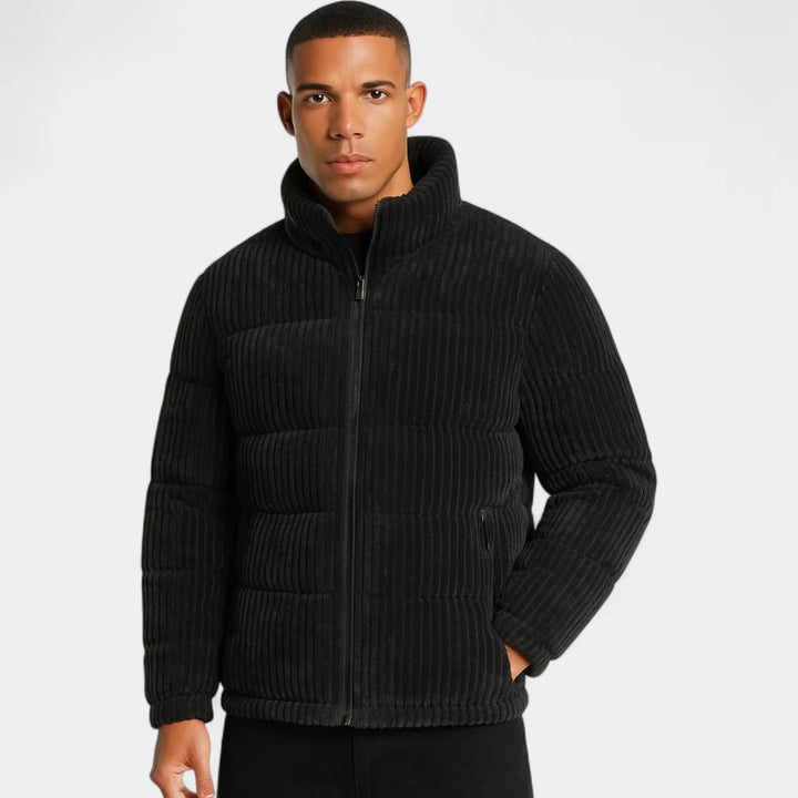 Men's Corduroy Quilted Jacket – Relaxed Fit, Padded Structure